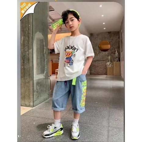 Setelan anak LAKI LAKI import MOTIF NIXXIN +JEANS TEBAL- setelan anak COWO teenager import