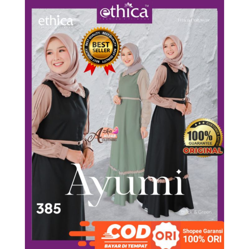 GAMIS ETHICA AYUMI 385 TERBARU ORIGINAL / GAMIS MODERN / GAMIS SIMPLE ELEGAN / DRESS WANITA MUSLIMAH