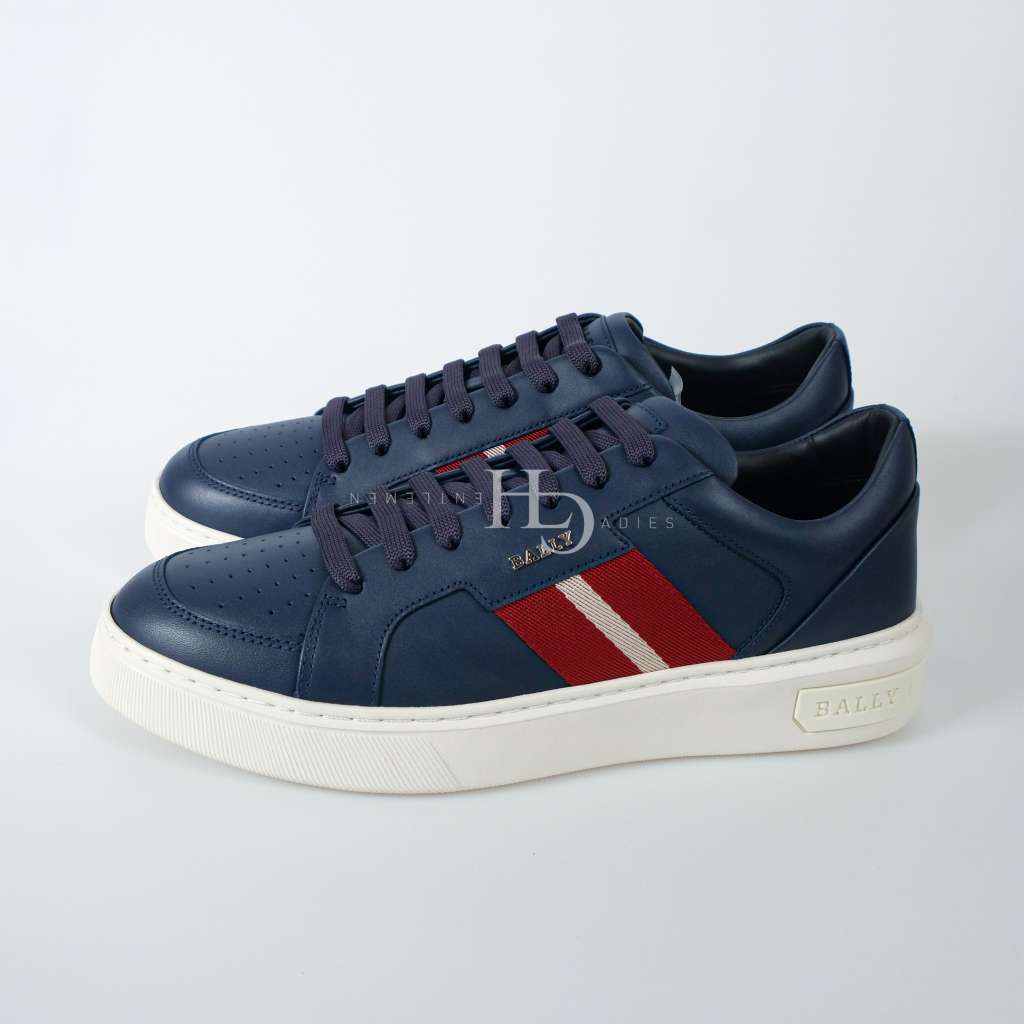 Bally Men Moony Striped Leather Sneakers Ink