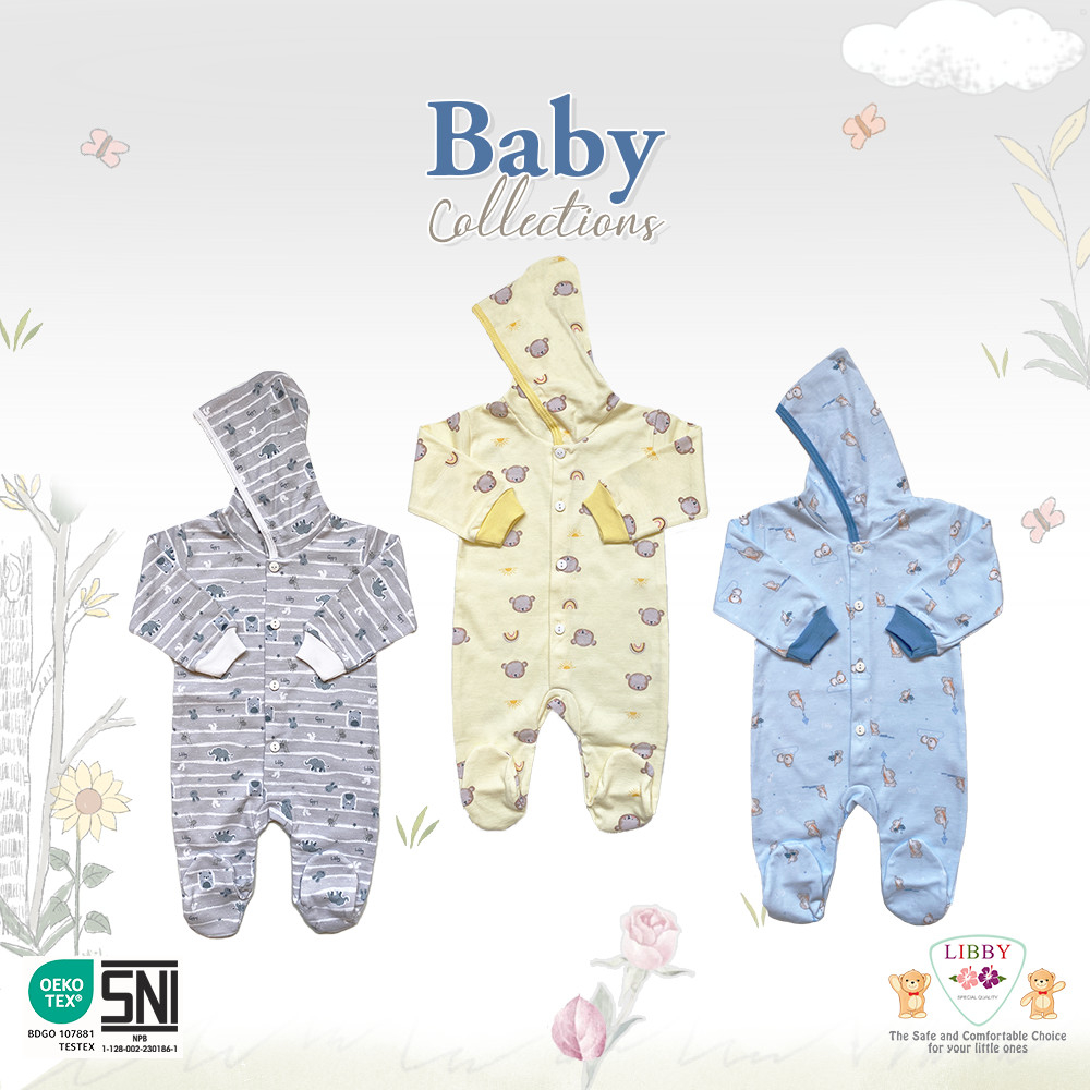 Libby Baby Jumpsuit Topi Tutup Kaki MOTIF BABY COLLECTION/SUMMER GAMES/THE TERRACE STORY - LIBBY THE ENCHANTED WILD -Libby Hello Sunshine/sleepsuit bayi