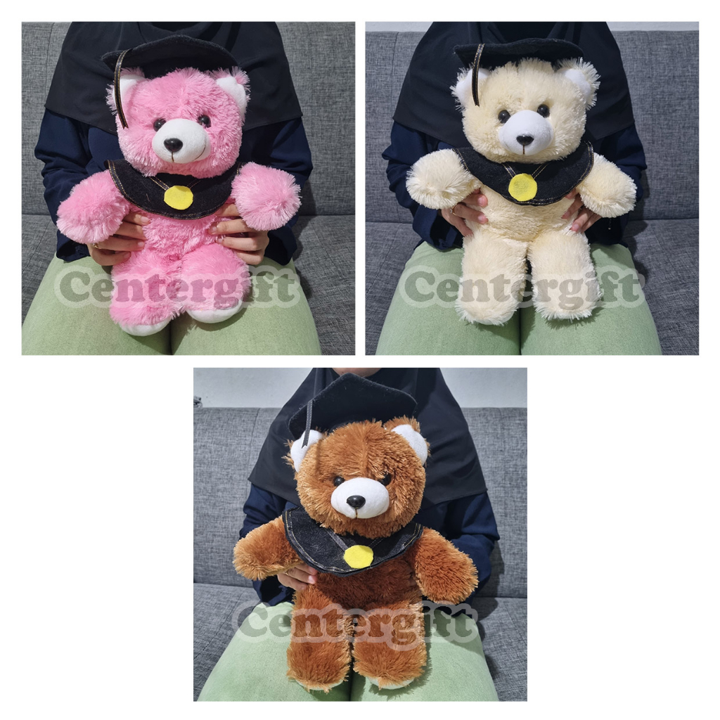 Boneka Wisuda Teddy Bear Toga Boneka Teddy Bear Bucket 35CM Bahan Bulu Lembut