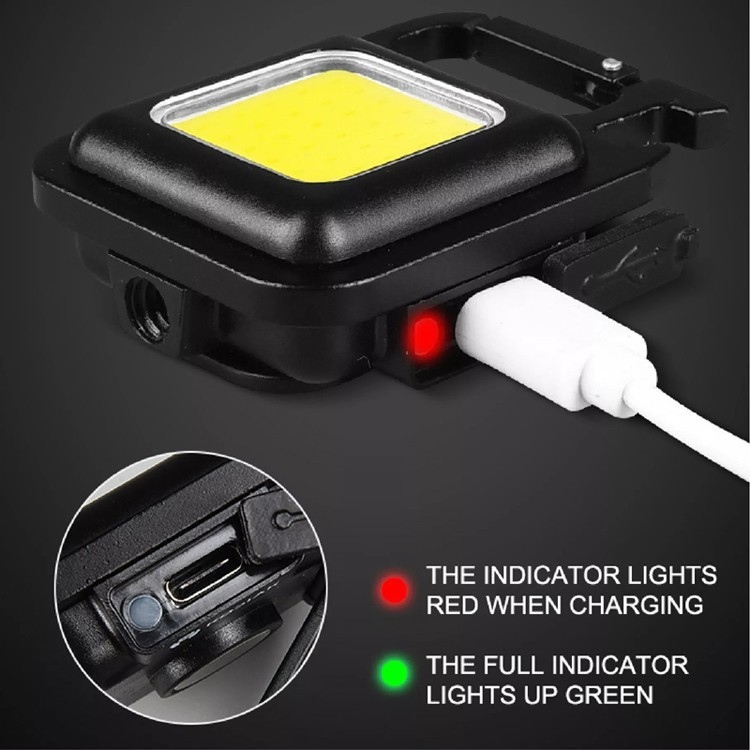 Lampu Mini COB Keychain Light Bahan Besi -Lampu Emergency Mini Cas USB