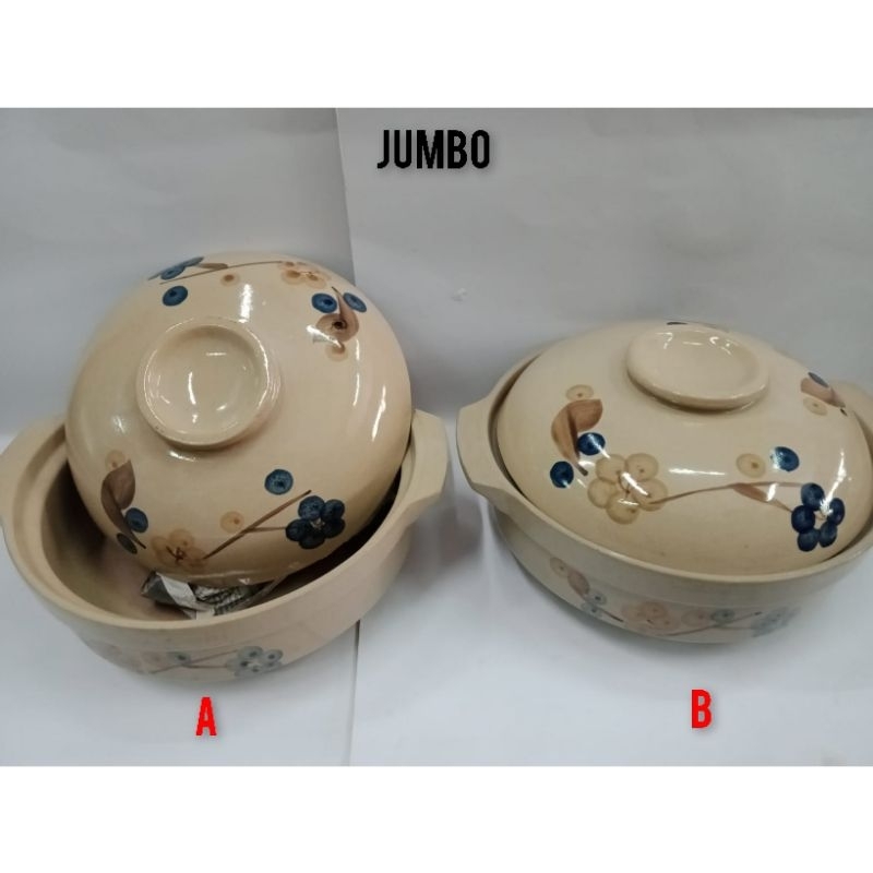 Mangkok Sapo Tahu Putih Motif + Tutup (JUMBO) / Piring Sayur