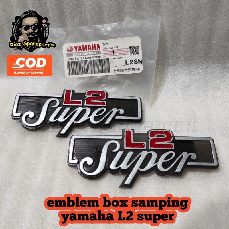 emblem logo kempol cover tutup aki , box samping kiri kanan yamaha l2 super l2sn