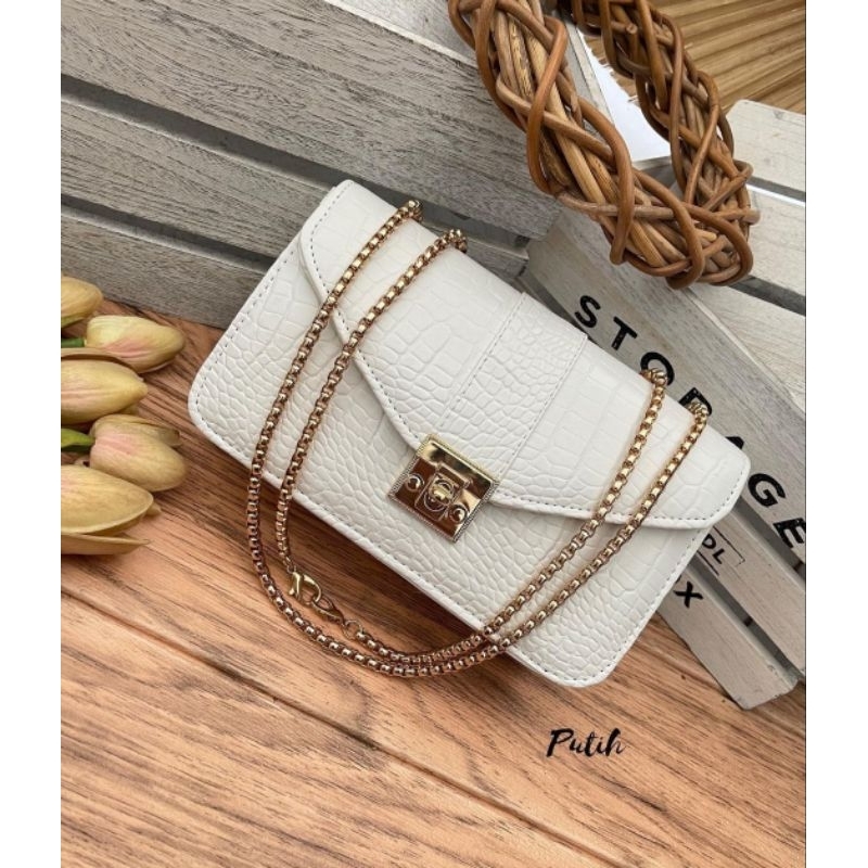 Tas Wanita Croco Selempang tali rantai - Tas wanita Croco Izzy