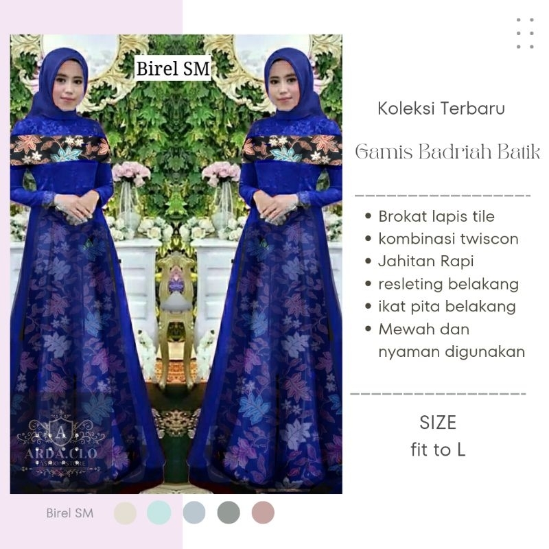 { arda.clo } DRESS MUSLIM WANITA / GAUN BRUKAT KOMBINASI BATIK / GAMIS TILLE BADRIAH / GAMIS KONDANGAN