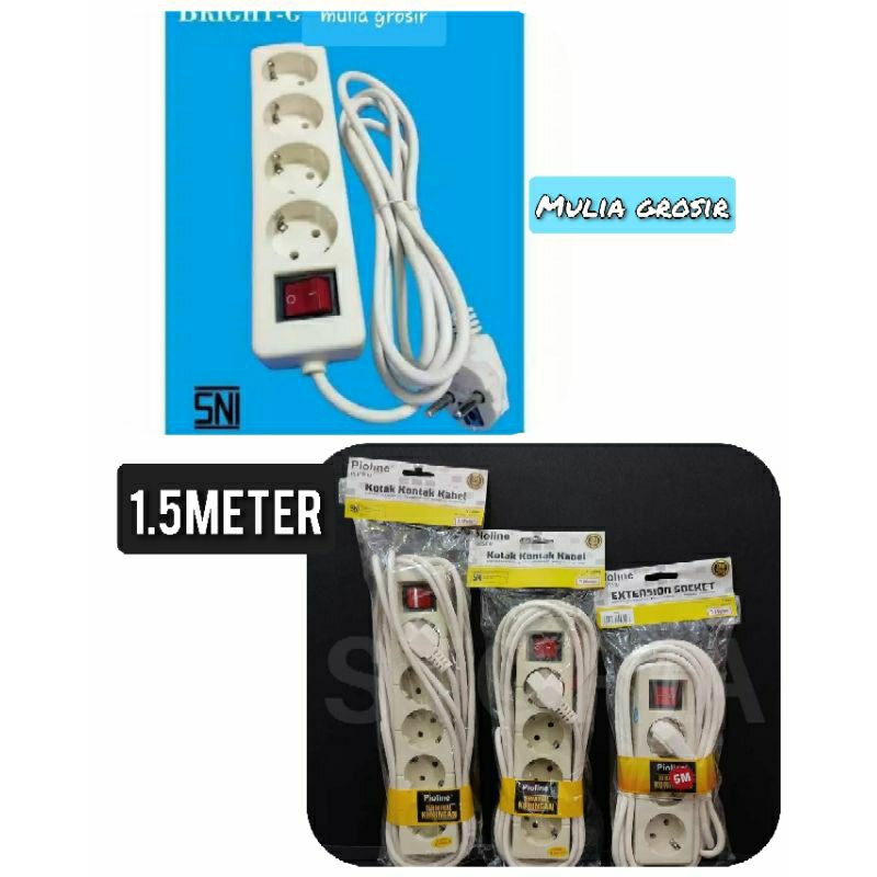 Stop Kontak Bright G Pioline kira² 1.5m 2Lb, 3Lb,4Lb dan 5Lb