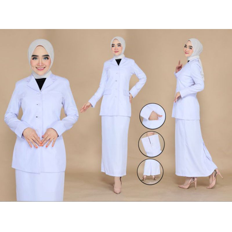 seragam princessfa/ seragam RS wanita/ seragam dinas kesehata wanita/ seragam putih - putih wanita/ 