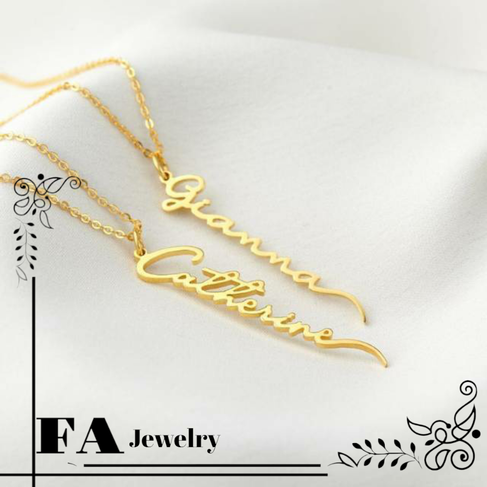 Kalung Nama Lapis Emas Kalung Titanium Anti Karat Bisa Costum Nama kalung bayi sampai dewasa fa jewe