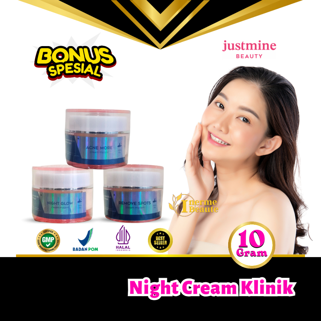 Justmine Beauty Night Cream Klinik All Varian Series Untuk Semua Jenis Kulit