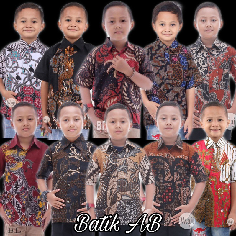 Kemeja Batik Anak Laki-laki Baju Batik Anak Lengan Pendek Motif Naga umur 2-10 Tahun