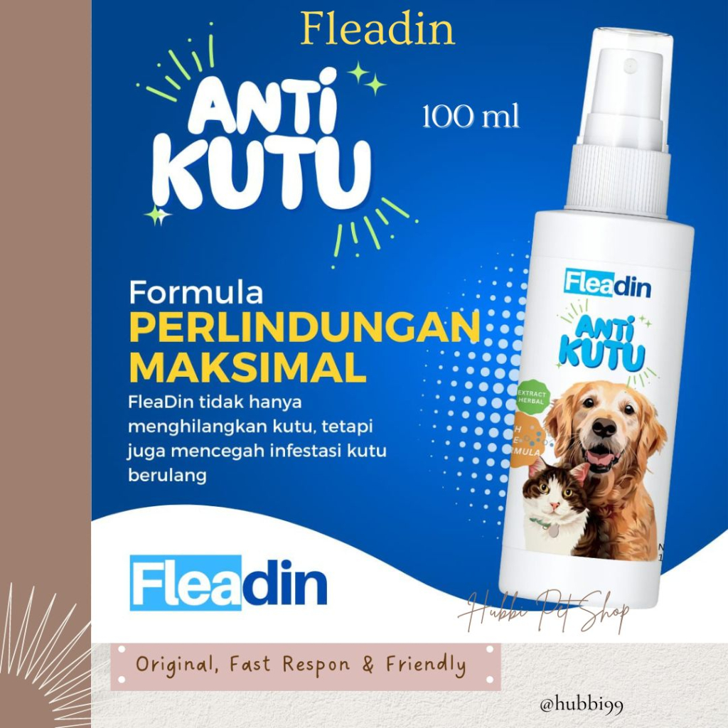 Obat Kutu Kucing spray anti kutu anjing 100% Bahan Alami-Pembasmi Kutu Kucing Spray Alami-Fleadin 100ml