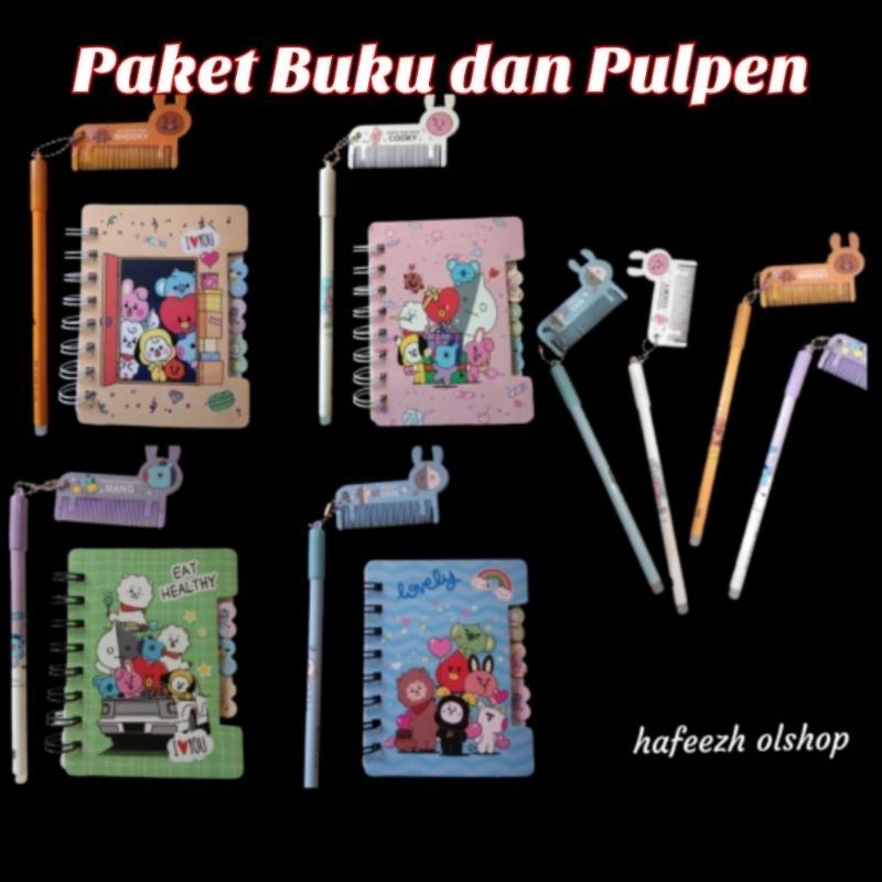 

Paket Buku Tulis Notebook Notes Buku Diary dan Pulpen BTS BT21