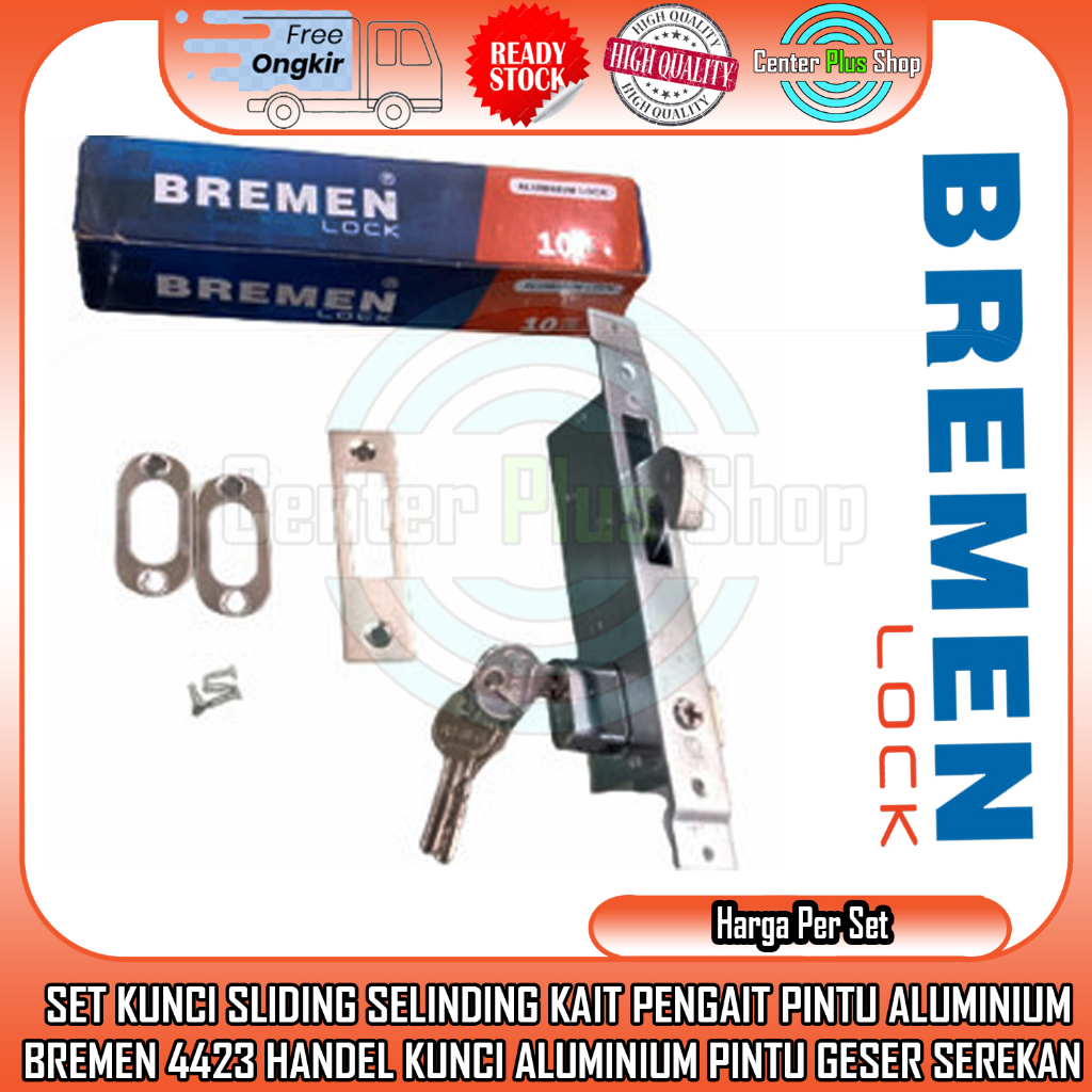 Bremen Kc 4423 Set Lengkap Kunci Kait Mengait Sliding Geser Pintu Alumunium Kayu Lock Catok Pelatuk 