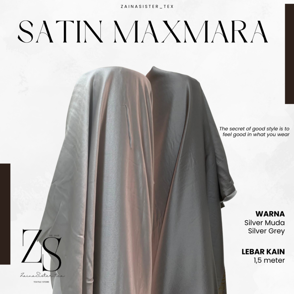 1/2 meter Bahan Kain Satin Maxmara Original | Furing Satin | Bahan Furing | Bahan dress | Bahan Gamis | Warna Silver Abu Abu