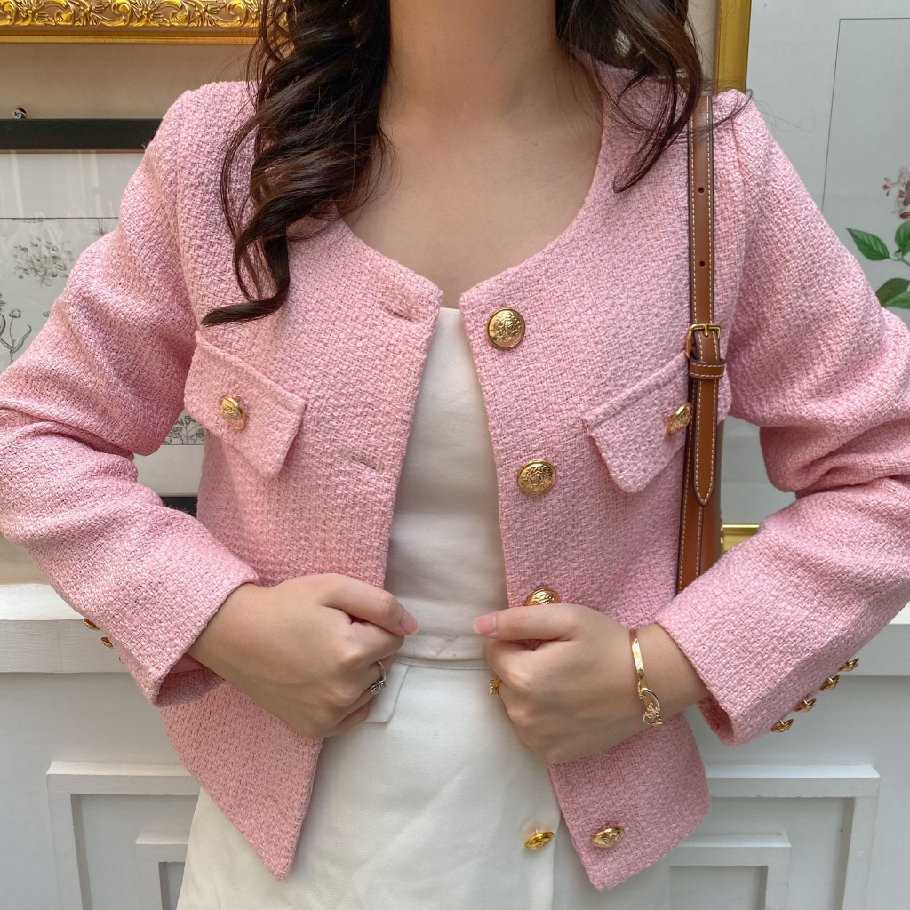 [MOLLA] BLAZER TWEED KOREA/Yuri PINK/Cardigan Korea