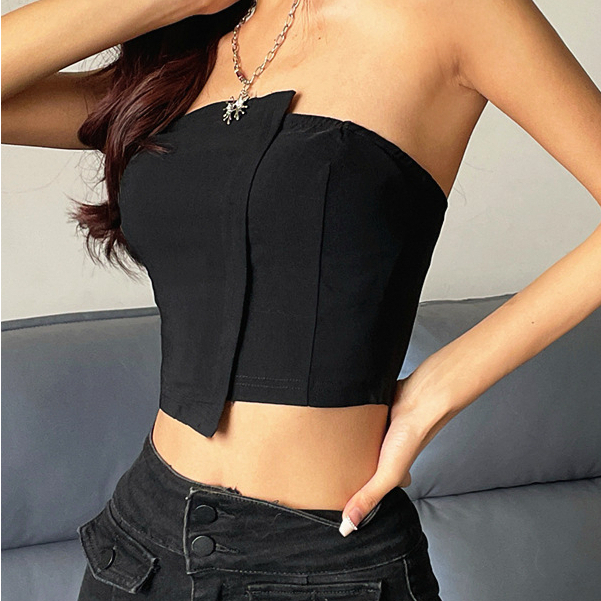 【Premium】Korean Sleeveless Off Shoulder Corset Crop Tops 7590