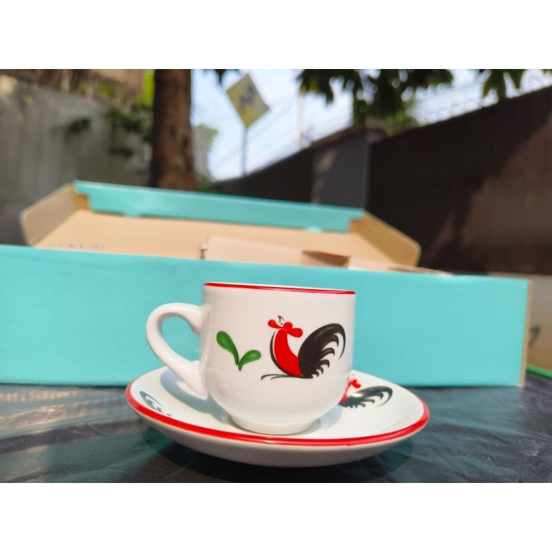 Cangkir Keramik Espresso Motif KPC-06 Kukuruyuk Ayam Jago