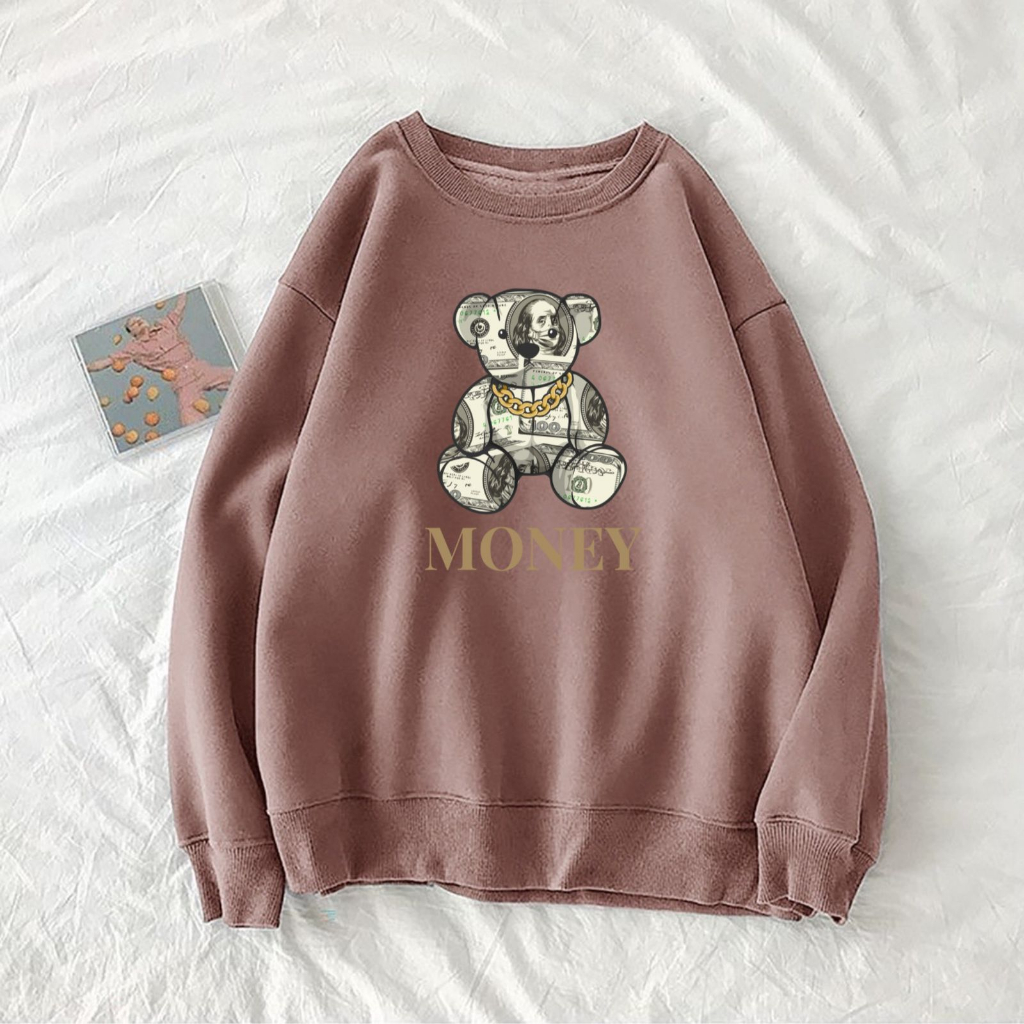 MONEY TEDDY Swaeter Oversize Wanita Size M - L - XL - XXL