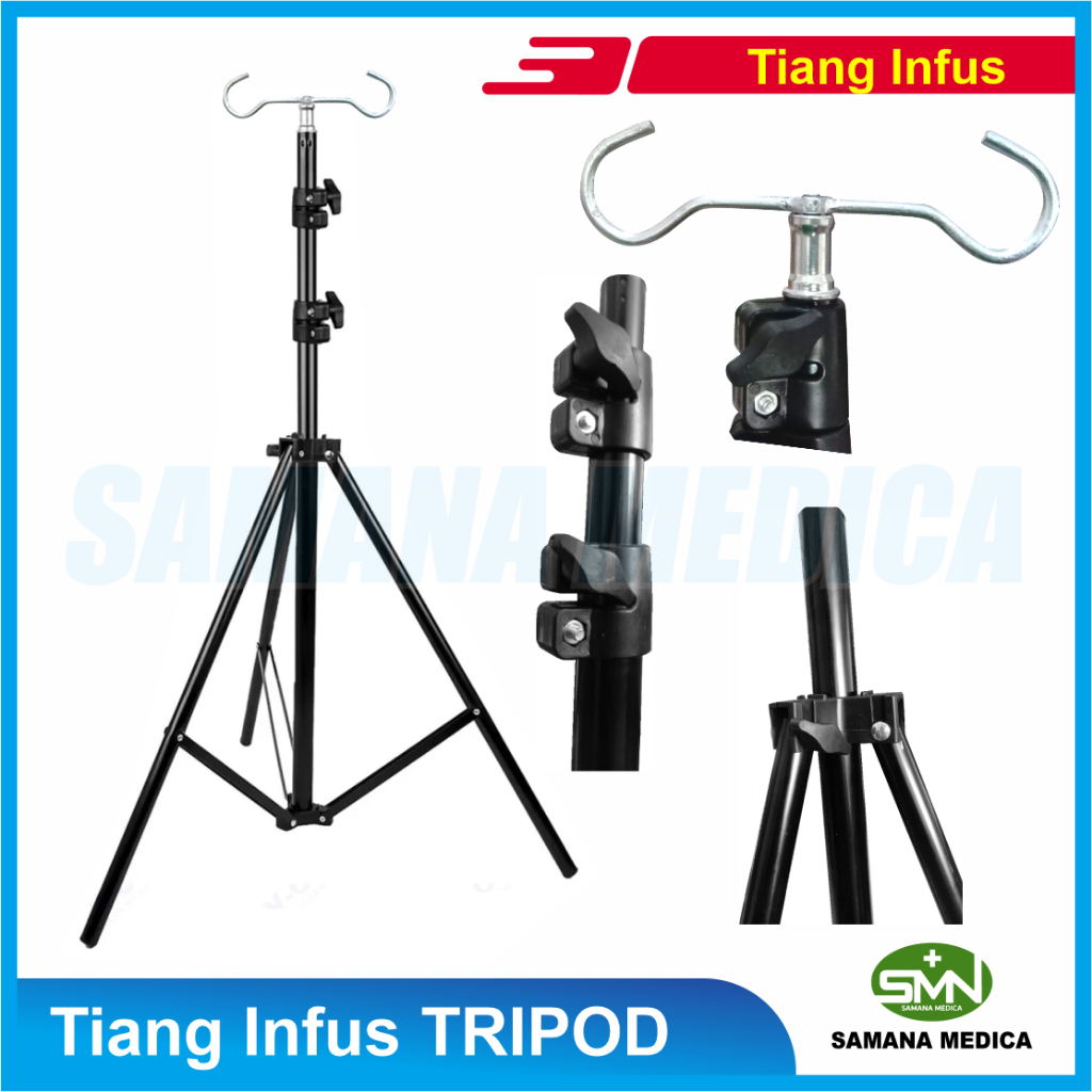 Tiang Infus Tripod Aluminium Kaki 3 - Tiang Infus FREE TAS Tripod Kualitas Premium - Beban max 2kg