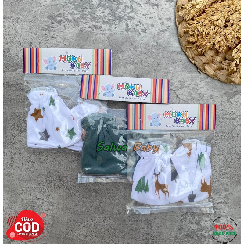 Isi 3 PCS Sarung Tangan Dan 3 PCS Sarung Kaki Bayi Baru Lahir Seri Sage Green Usia 0-3 Bulan Anababy