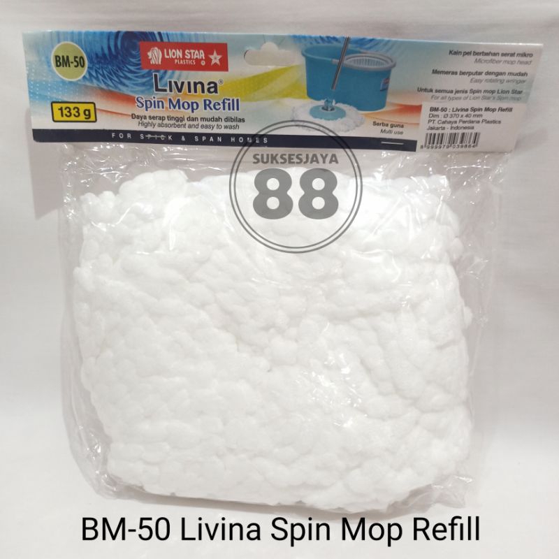 Lion Star BM-50 Livina Spin Mop Refill Kain Pel Lantai Refill BM 45 BM 46 BM 47