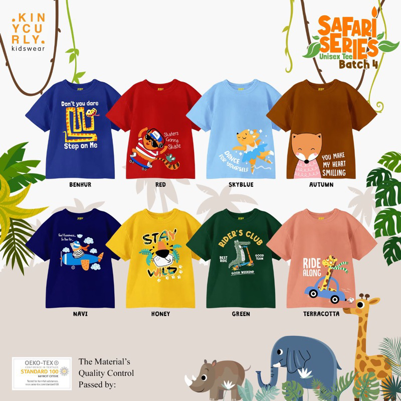 Kinycurly Kaos Pendek Safari Kaos Anak Usia 246T -KBS