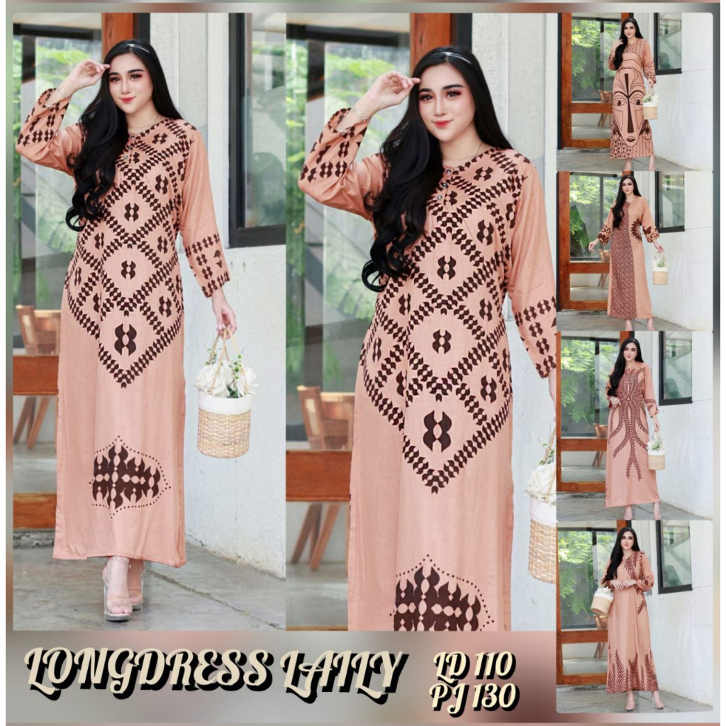 Long Dress Lengan Panjang Update Motif Terbaru Nyaman Regular Standar  Busui Friendly - Home dres daily harian kekinian murah rayon adem viral new by batik sulmit