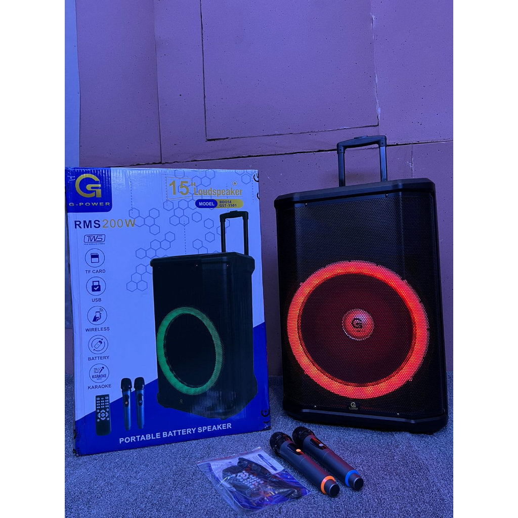 Speaker Bluetooth Portable 15 Inch Bass Murah / Salon Aktif Bluetooth / Speaker  GPOWER BOOSE 15&quot; Inch Garansi