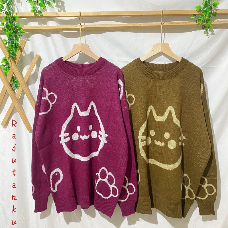 KITTY SWEATER OVERSIZE MOTIF KUCING