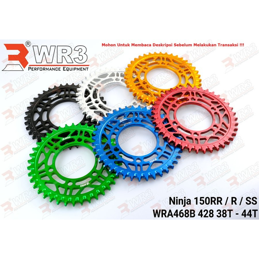 Gear Gir Belakang WR3 Kawasaki Ninja 150 RR/R/SS 39T-44T WRA 428