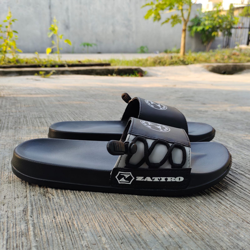 Sandal Karet Lentur Kasual SlipOn Cowok Sandal Slide Flip Flop Trendy Jalan Santuy Pria Dewasa