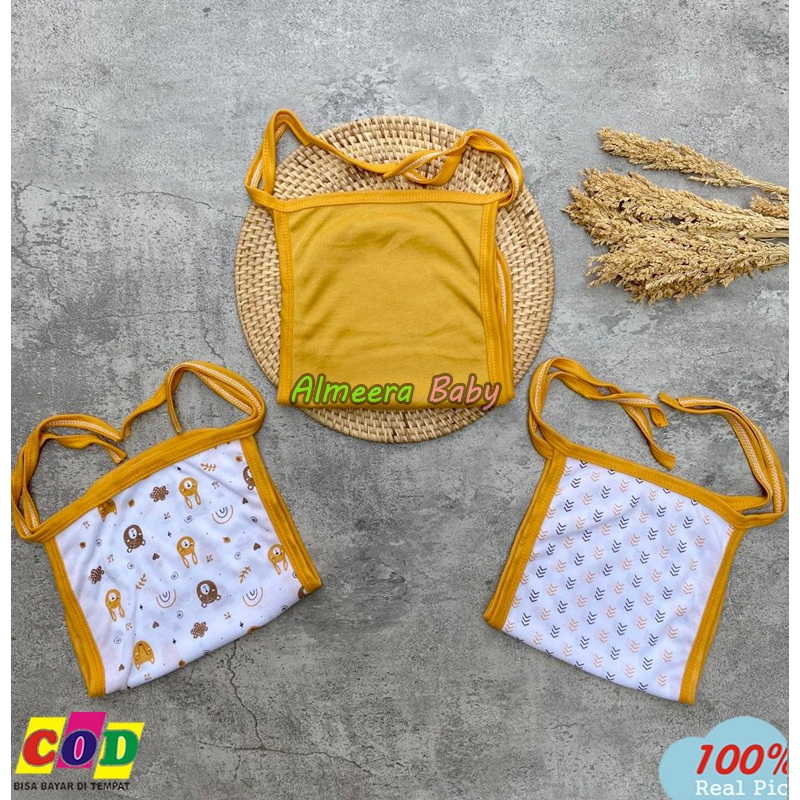 Isi 6 PCS / Isi 12 PCS Popok Bayi Baru Lahir Popok Tali Kain Cuci Ulang Seri Mustard Usia 0-3 Bulan Almeera Baby and Kids