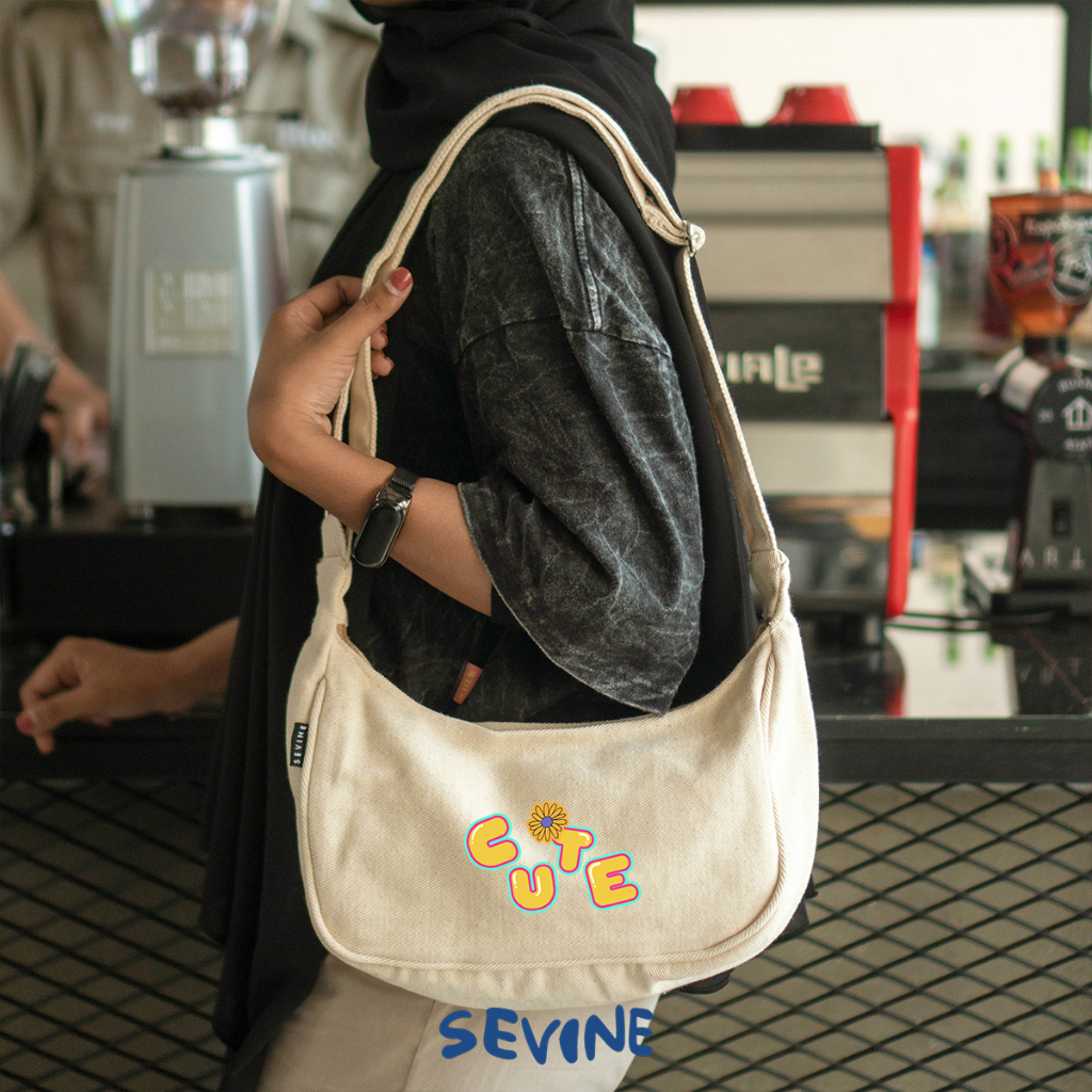 Sevine Luna Sling Bag Tas Selempang Wanita Tas Wanita Kanvas Resleting Shoulder Bag Hand Bag - SLE