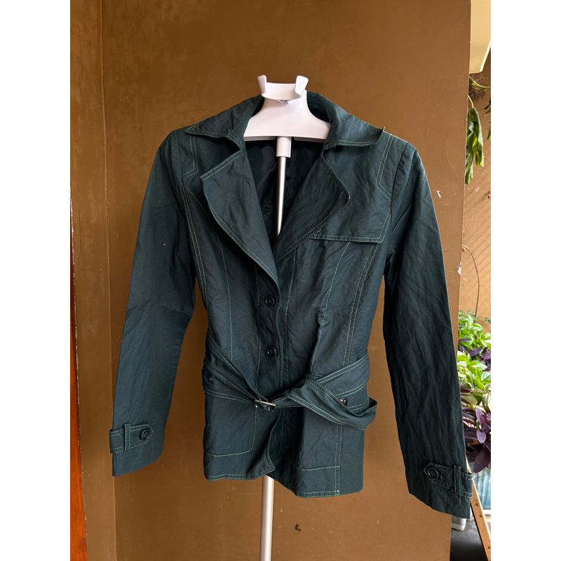 Coat Crop Ala blazer Hijau Tua Preloved Murah