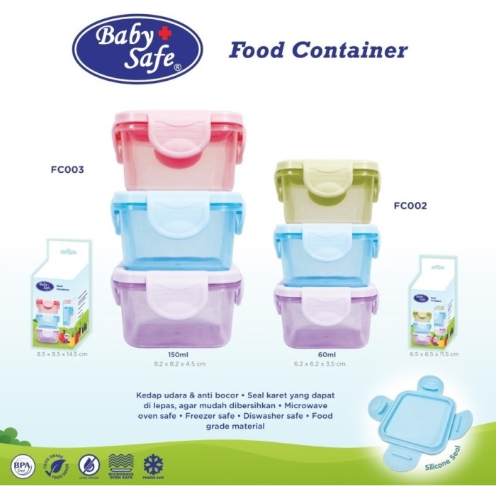 MAK335 BABY SAFE FOOD CONTAINER TEMPAT SIMPAN MAKANAN ISI 3 240ML FC04A| FC005 120ML | FC003 150ml |kaca isi 1: FC006180ml | FC008 240ML