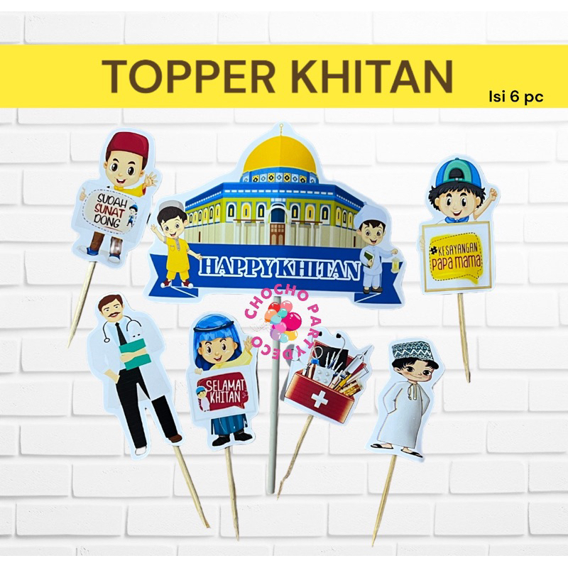 (6pc) Cake Topper kue Khitanan - Hiasan kue khitanan cake topper khitan