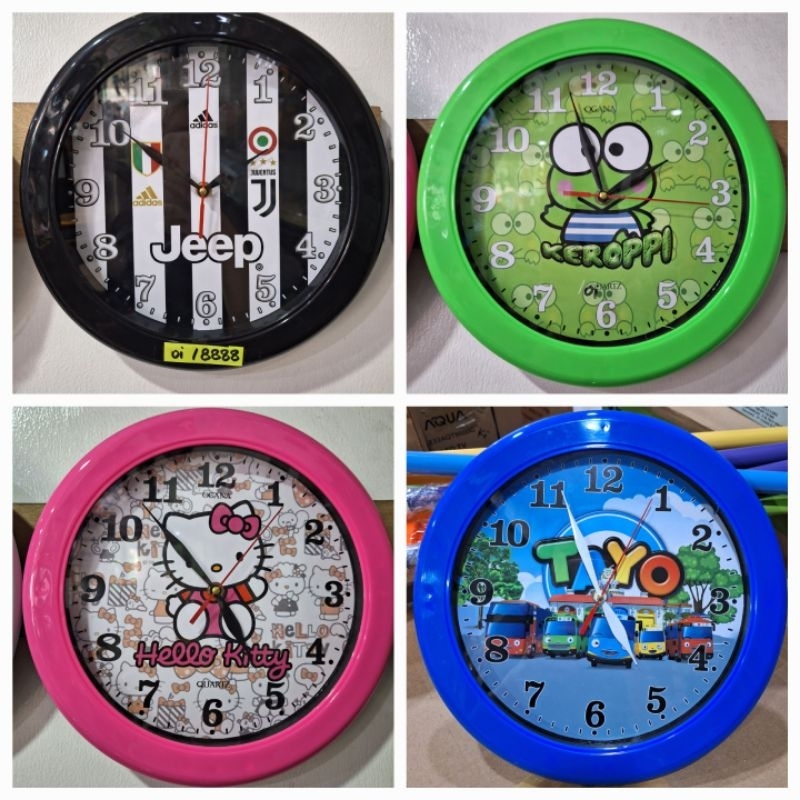 Jam dinding Ogana Doraemon Hello kity dll