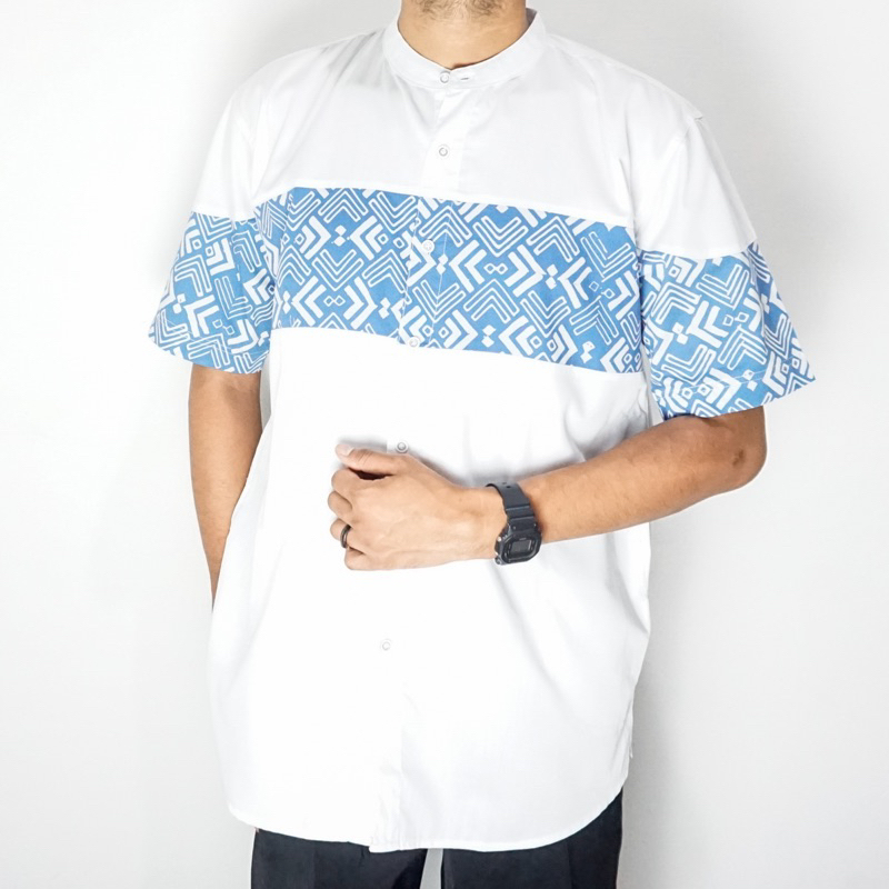 Baju Koko Lengan Pendek XXL - Kemeja Koko Motif Batik Pria Dewasa Terbaru