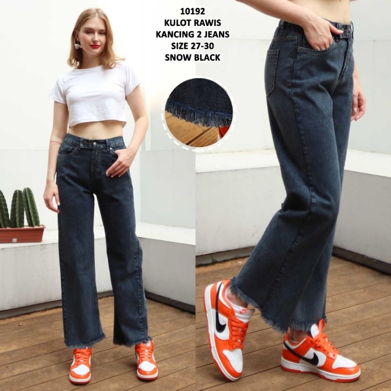 Khlove89 - Celana Kulot High Waist Rawis  Kancing 2 Jeans Wanita / HW Kulot Jeans Wanita K2