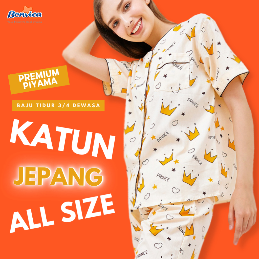 BAJU TIDUR PREMIUM CELANA 3/4 KATUN JEPANG ALL SIZE GREET BANYAK MOTIF