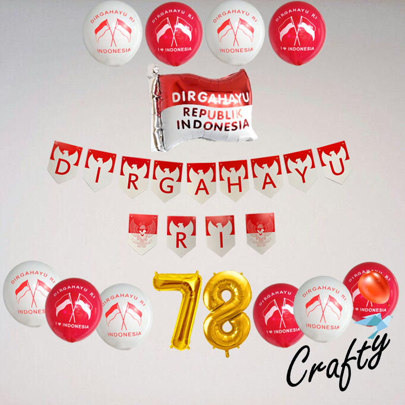 [PAKET] Acara Hut RI 17an SIMPLE DIRGAHAYU RI BANNER Balon Dekorasi