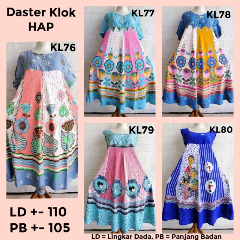 Daster Klok HAP Rijek Sablon Minor LD100-110 Rayon (Harap Dibaca Sebelum Membeli)