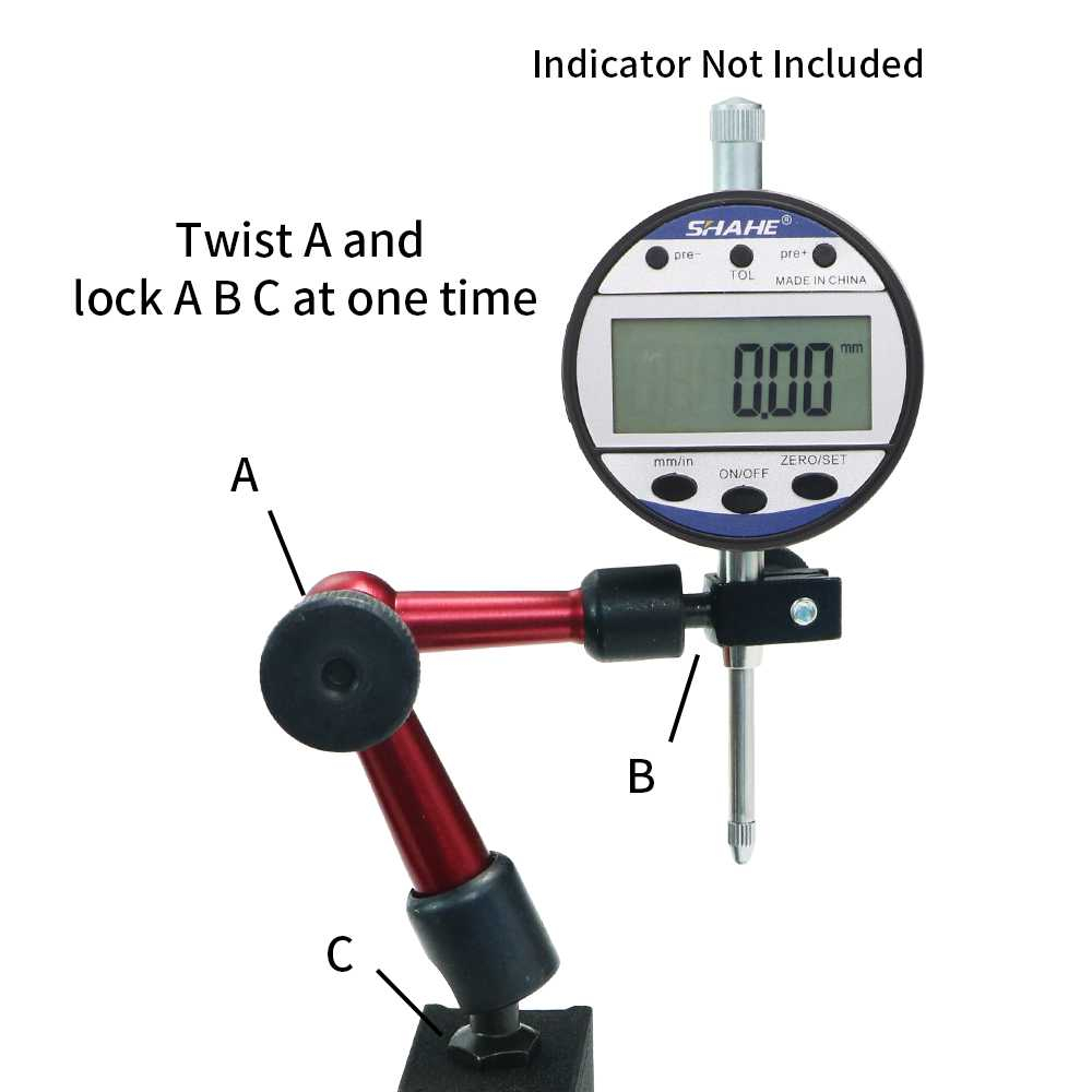 Holder Dial Indicator Magnetic Mini Universal Tiang Sambung Fleksibel Stabilitas Tinggi Alas Magnetik