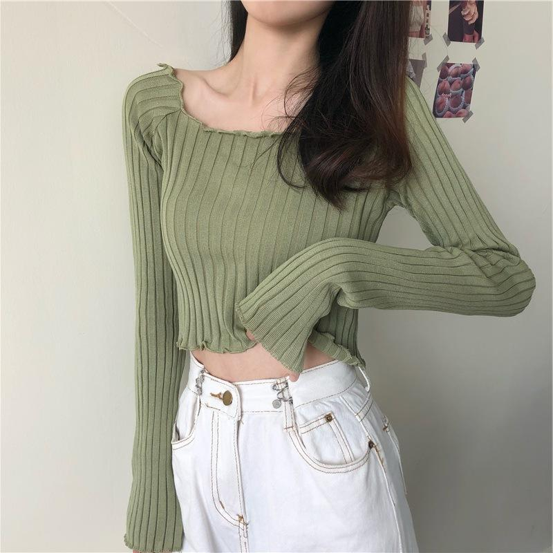 【 Bra Mall 】BJ-061 Crop Top Korean Style Knitwear Uneck Curly Import Premium | Atasan Crop Wanita Rajut Premium Import Kriwil Style