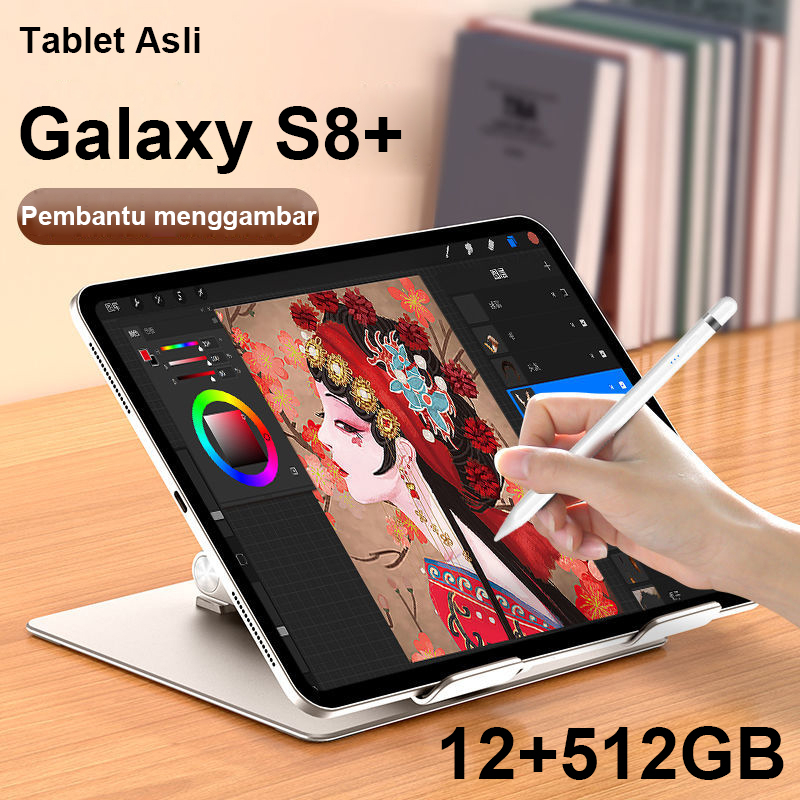 【Bisa COD】Tablet PC Asli Baru Galaxy Tab S8 12GB + 512GB Tablet Android 10.1inch Layar Full Screen Layar Besar Wifi 5G Dual SIM Tablet murah Untuk Anak Galaxy tab S8 ultra