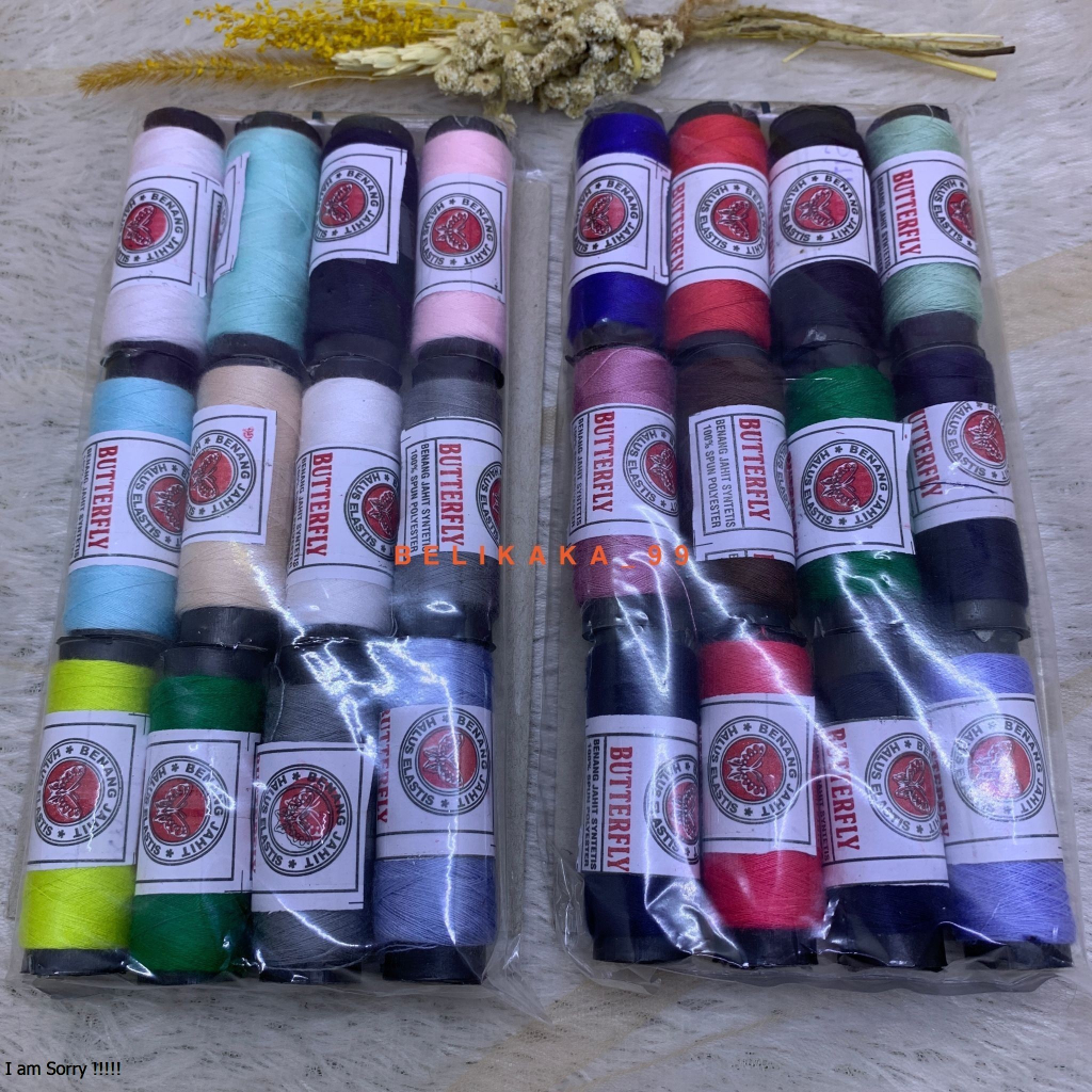 (12 PCS) BENANG JAHIT BESAR PAK ISI 12 PCS WARNA PUTIH HITAM CAMPUR WARNA / BENANG JAHIT HITAM / BENANG JAHIT PUTIH / BENANG JAHIT WARNA / BENANG JAHIT PAK AN / BENANG JAHIT ISI 12 PCS / BENANG ISI 12 PCS