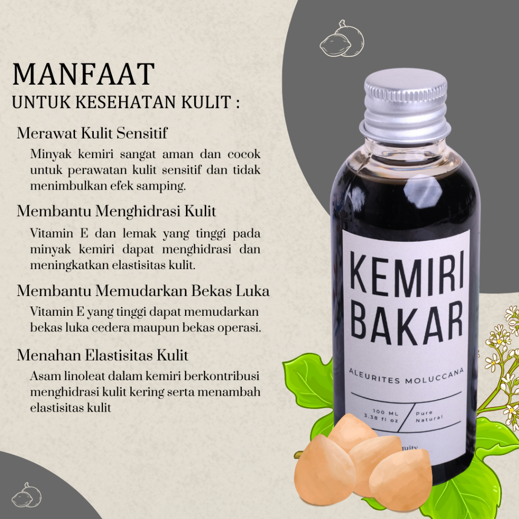 Minyak Kemiri Bakar 100% Murni Serum Rambut dan Alis