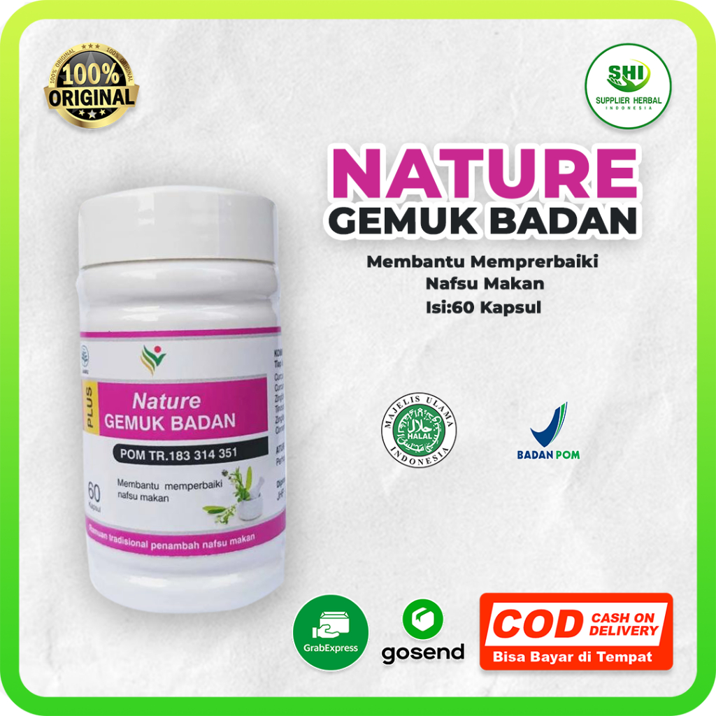 SUPLEMEN NATURE GEMUK BADAN| Herbal Alami | Kapsul Gemuk Badan | Nature Resmi BPOM | Penambah Nafsu 