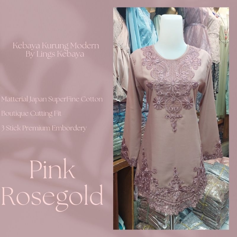 Kebaya Kurung Modern Sage Green Milo Pink Rosegold Maroon Burgundy Abu Grey Denim